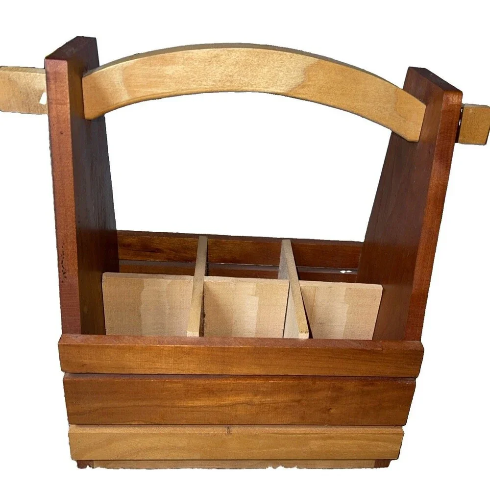 Rustic Wooden (Winkee Handwerker) Beer Caddy Carrier Decor Farmhouse Style